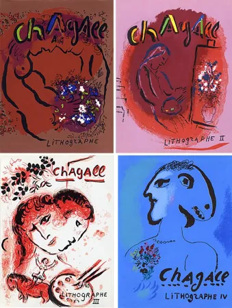 Livro Ilustrado Chagall - Mourlot & Sorlier : Chagall lithographe I à IV,  avec 28 LITHOGRAPHIES ORIGINALES