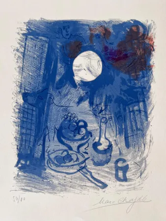 Litografia Chagall - Nature morte bleue 