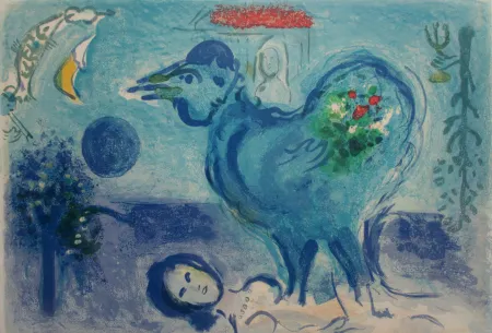 Litografia Chagall - Paysage au Coq /Landscape with Rooster