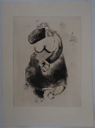 Gravura Chagall - Promenade dans le froid (La femme moineau)