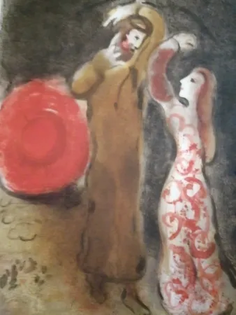 Litografia Chagall - Rencontre entre Ruth et Booz