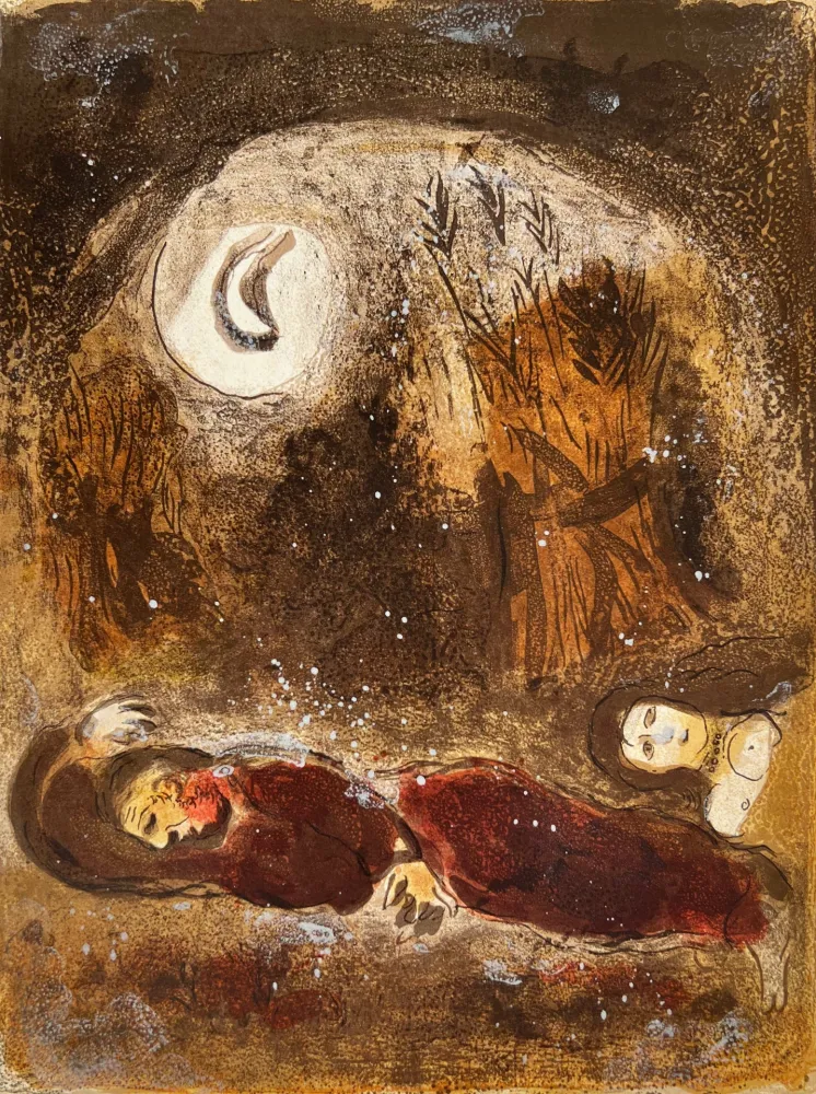 Litografia Chagall - Ruth at the feet of Boaz