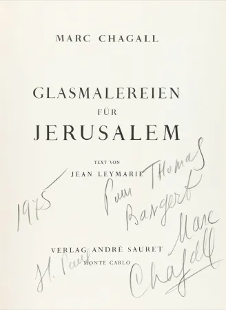 Livro Ilustrado Chagall - Signed & dedicated - Stained glass for Jerusalem 