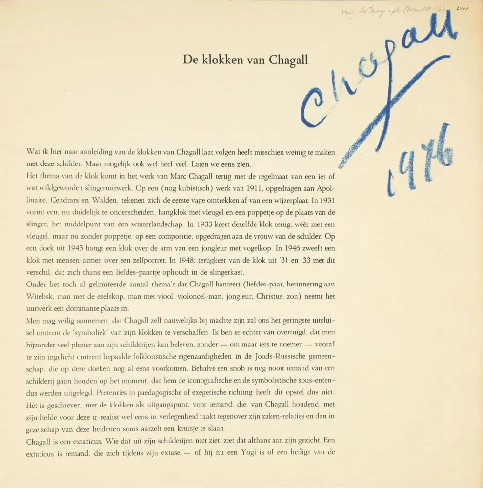 Livro Ilustrado Chagall - Signed - Der Klokken Van Chagall