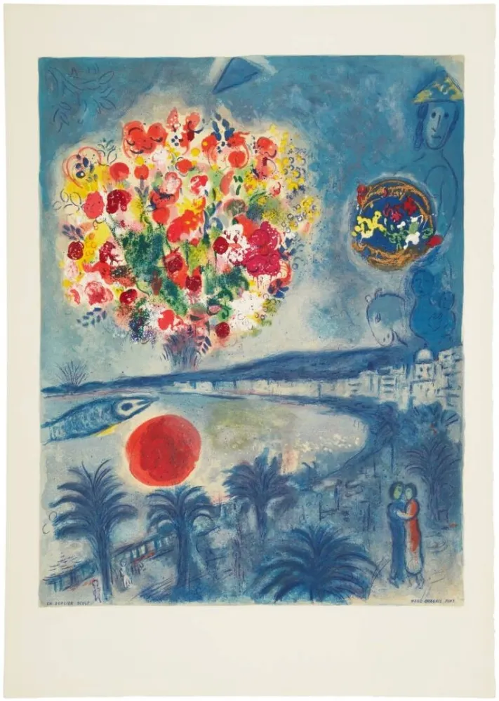 Litografia Chagall - Soleil couchant (Sunset)