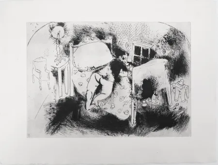 Gravura Chagall - Tchitchikov sur le lit (Les Âmes mortes)