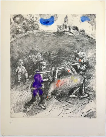 Água-Forte Chagall - The Miller, His Son, and the Donkey