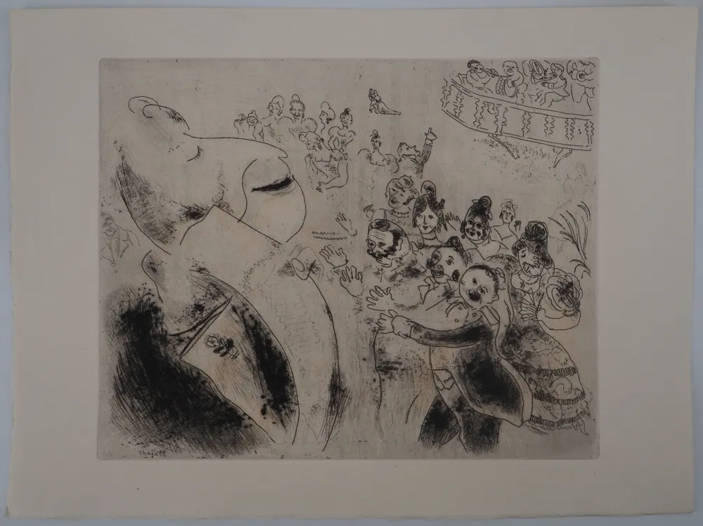 Gravura Chagall - Un jour de bal (Apparition de Tchitchikov au bal)