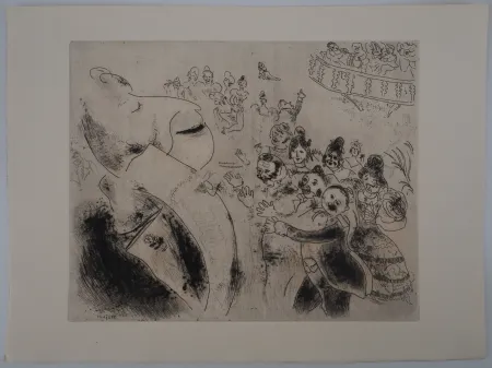 Gravura Chagall - Un jour de bal (Apparition de Tchitchikov au bal)