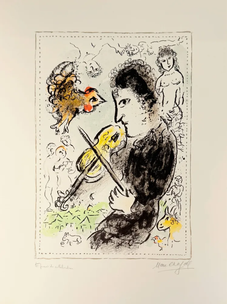 Litografia Chagall - Violoniste au coq