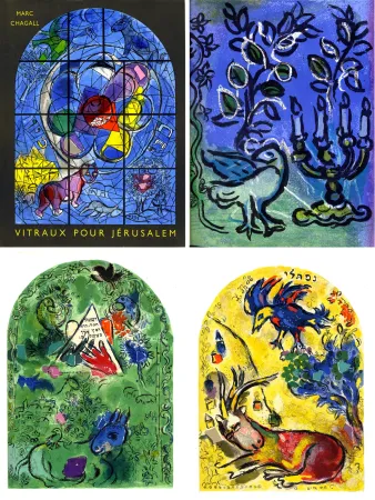 Livro Ilustrado Chagall - VITRAUX POUR JÉRUSALEM. Avec deux lithographies originales de Marc Chagall et 36 lithographies par Charles Sorlier (1962)
