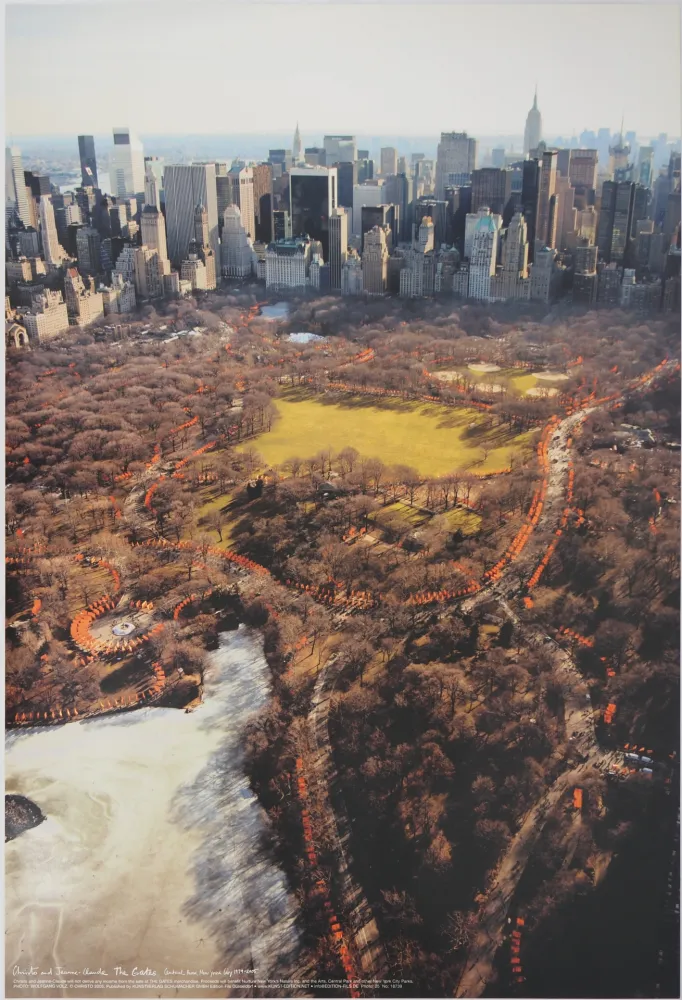 Cartaz Christo - Central Park New York : Aerial View of the Gates