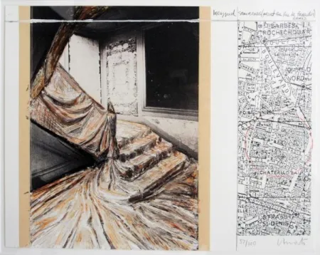 Litografia Christo & Jeanne-Claude - Wrapped Staircase. 2001. Signed 