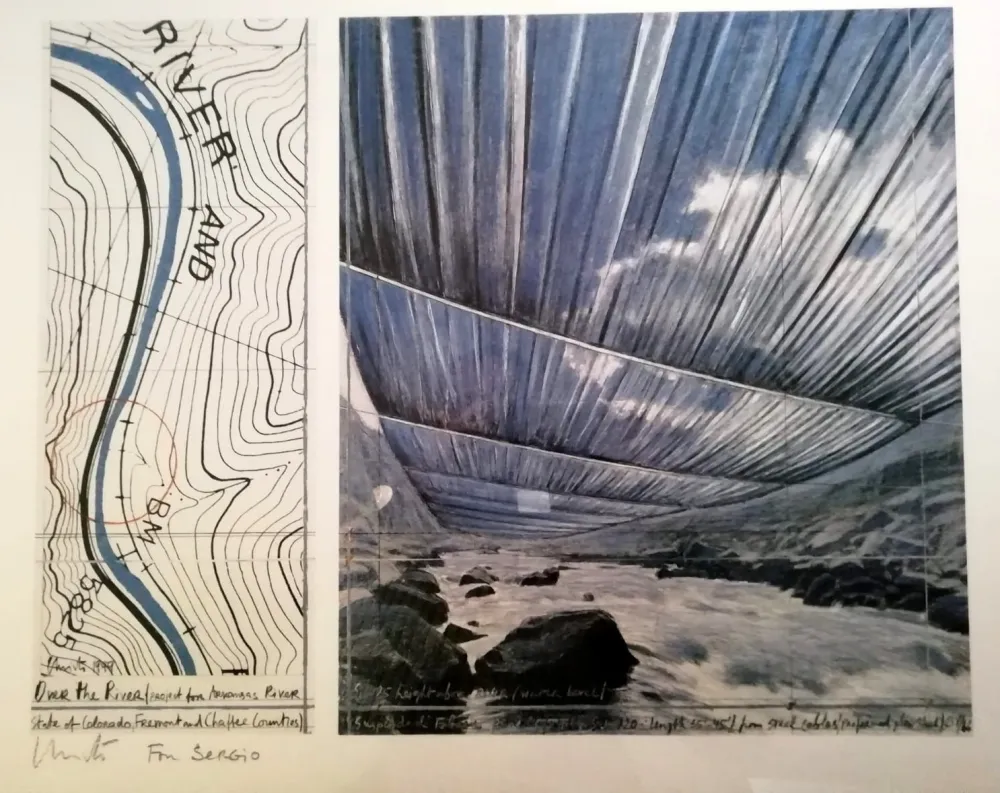 Cartaz Christo - Over the river (Project for Arkansas River)  signed lithographic poster