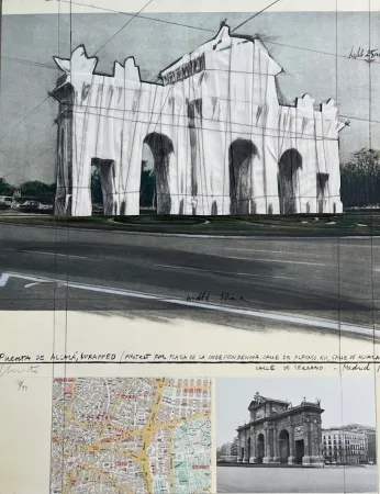 Litografia Christo - Puerta de Alcalá, Envuelta / Proyecto para Madrid