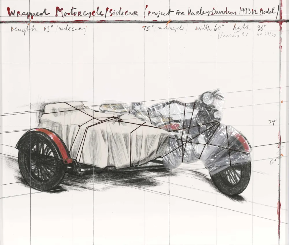 Múltiplo Christo - Wrapped Motorcycle/Side Car, Project for Harley Davidson 1933 VL Model