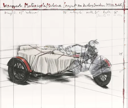 Múltiplo Christo - Wrapped Motorcycle/Side Car, Project for Harley Davidson 1933 VL Model