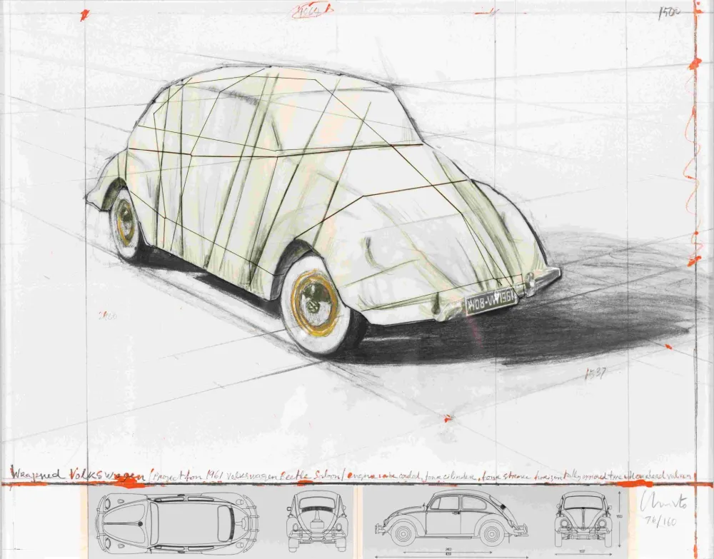 Serigrafia Christo - Wrapped Volkswagen, Project for 1961 Volkswagen Beetle Saloon