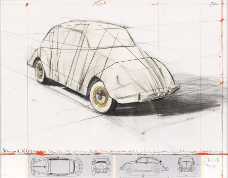 Serigrafia Christo - Wrapped Volkswagen, Project for 1961 Volkswagen Beetle Saloon