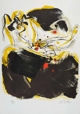 Litografia Chu Teh Chun  - Composition en jaune, noir et rouge