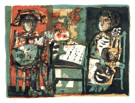 Litografia Clavé - Les musiciens