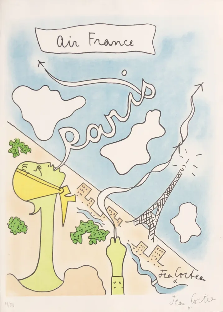 Litografia Cocteau - Air France