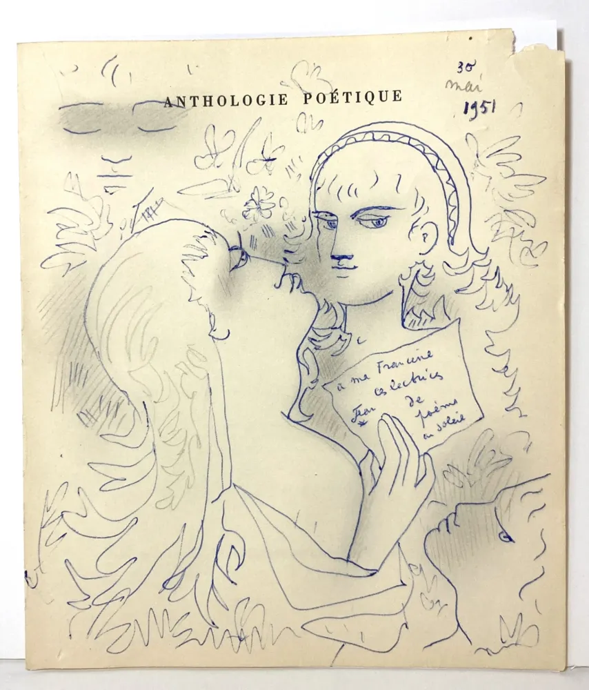 Sem Técnica Cocteau - Dessin au stylo bleu et mine de plomb,