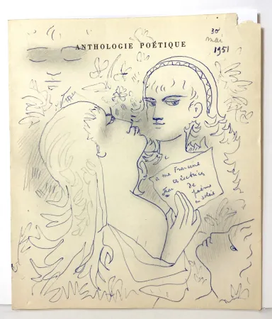 Sem Técnica Cocteau - Dessin au stylo bleu et mine de plomb,