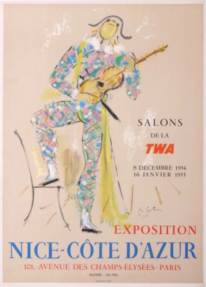Litografia Cocteau - Exposition Nice - Côte d'Azur Salons de la TWA, 