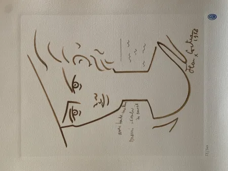 Litografia Cocteau - Femme au chapeau