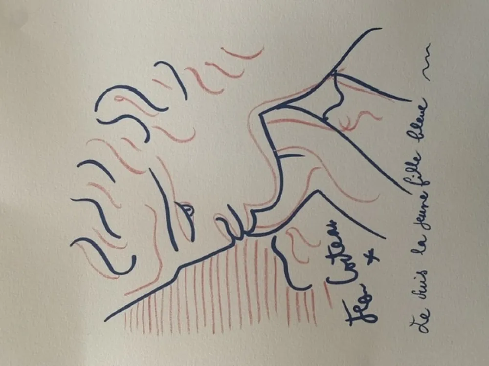 Litografia Cocteau - La jeune fille bleue