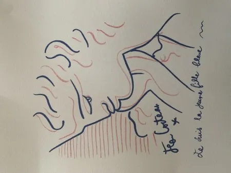 Litografia Cocteau - La jeune fille bleue