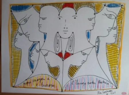 Litografia Cocteau - Nous croyons en L'Europe