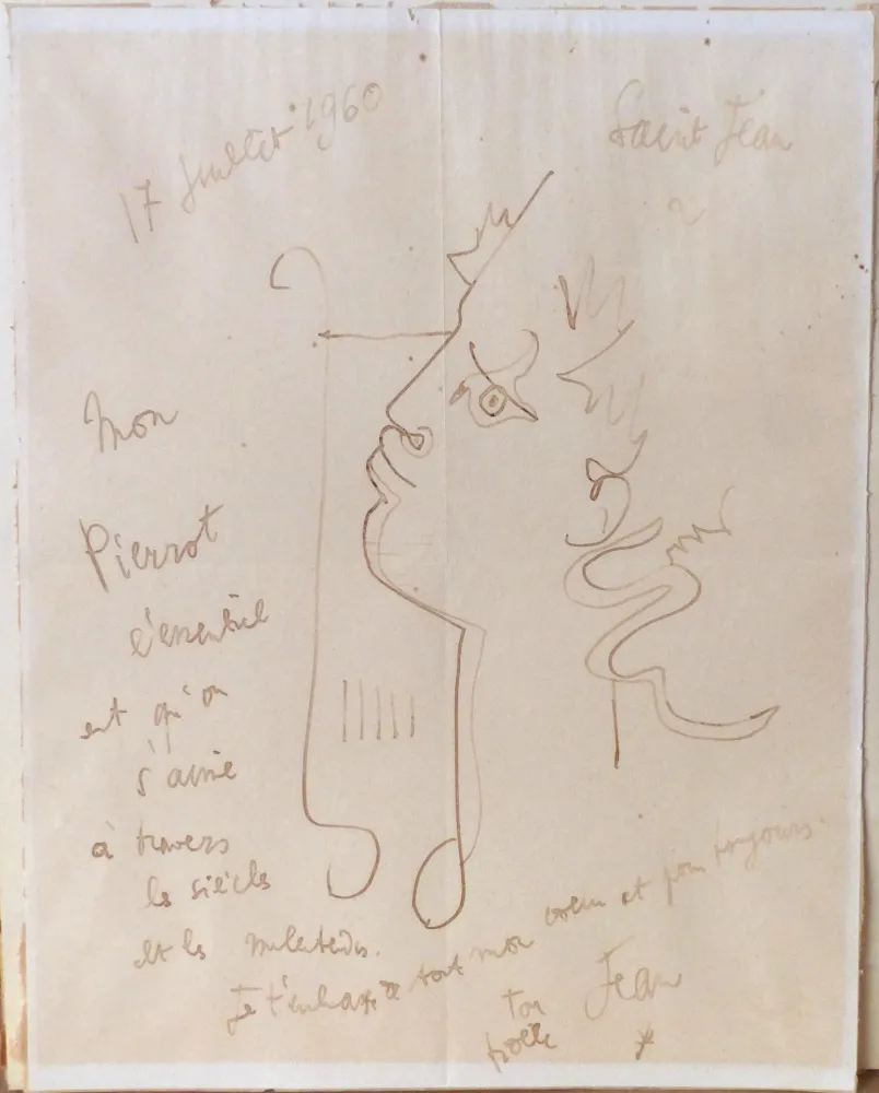 Sem Técnica Cocteau - Orphée à la lyre. Dessin signé