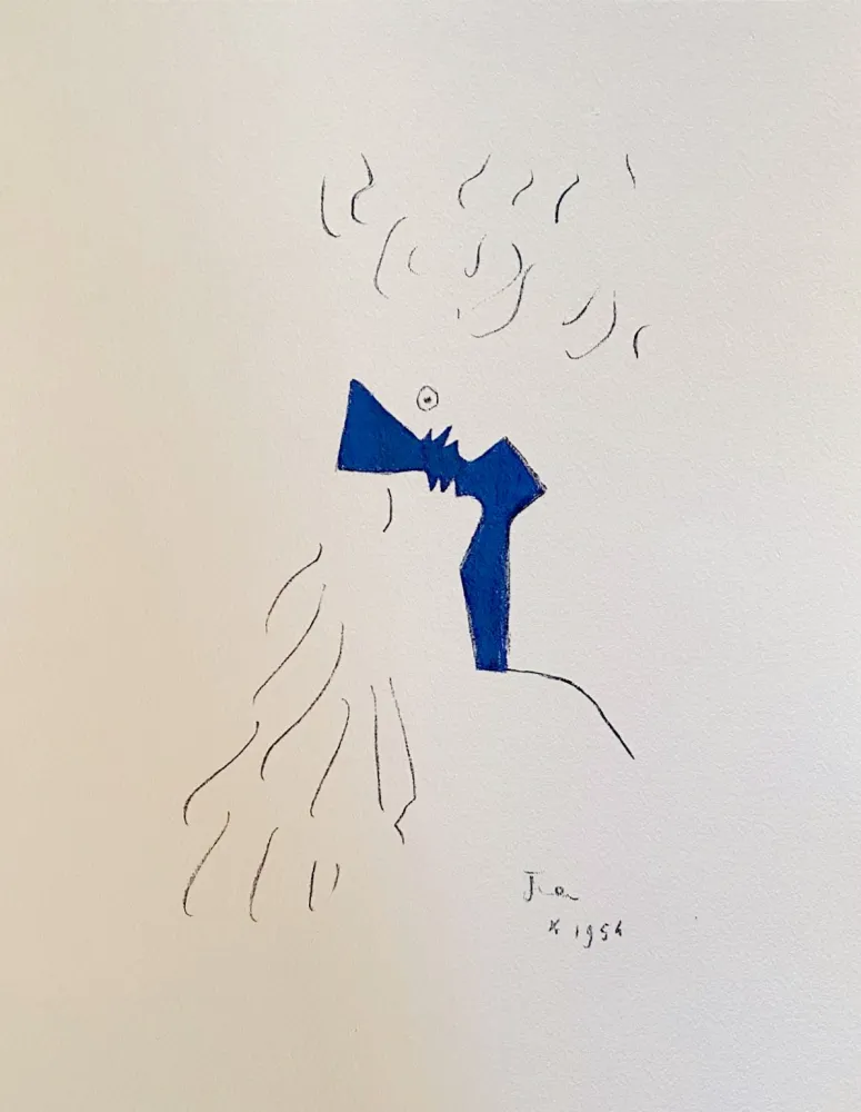 Litografia Cocteau - Sous le manteau de feu