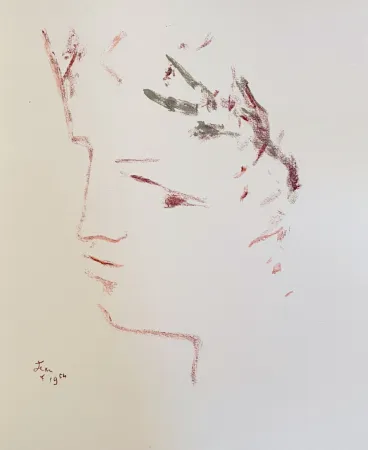 Litografia Cocteau - Sous le manteau de feu