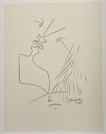 Litografia Cocteau - The Kiss, Les Amoureux