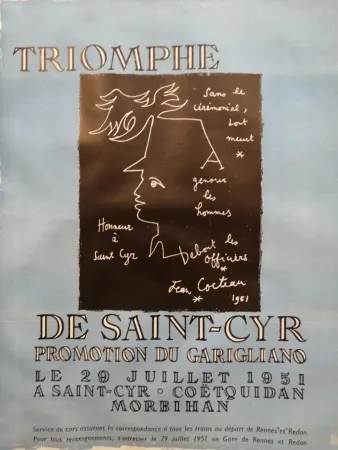 Cartaz Cocteau - Triomphe de Saint Cyr - Promotion du Garigliano -