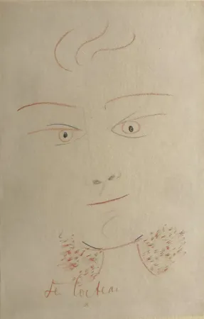 Monotipia Cocteau - Visage Multi Colour. UNIQUE PIECE DRAWING