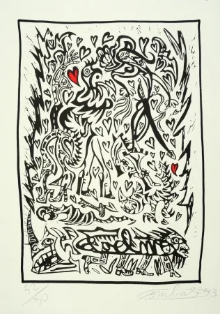 Linogravura Combas - Composition