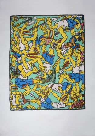 Litografia Combas - Les Lapins jaunes, 1984