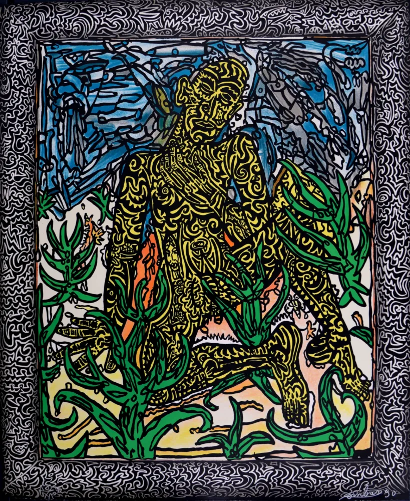 Serigrafia Combas - L'Homme jaune, 1990