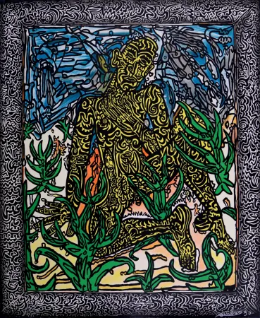 Serigrafia Combas - L'Homme jaune, 1990