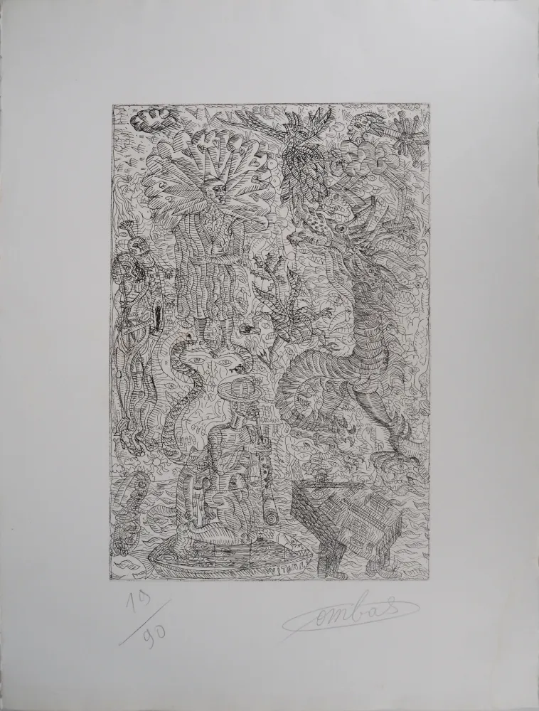 Gravura Combas - Vital : Scène fantastique au dragon