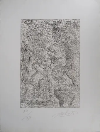 Gravura Combas - Vital : Scène fantastique au dragon