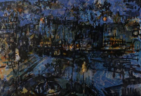 Litografia Commère - Place Pigalle la nuit, 1964
