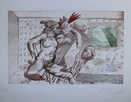 Gravura Condé - Hombres paisaje