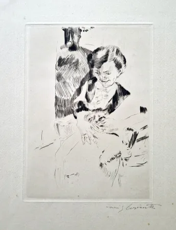 Água-Forte Corinth - Frau mit Katzen
