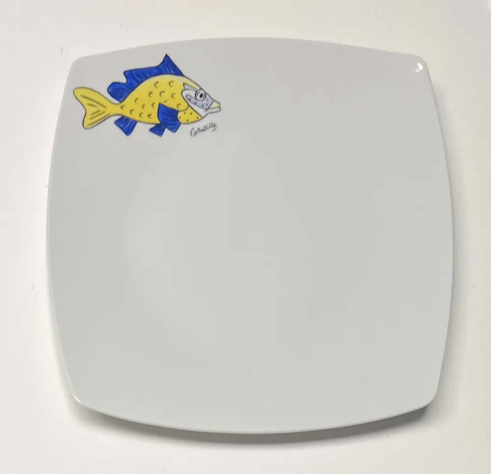 Cerâmica Corneille - Assiette Poisson Porcelaine de Limoges peinte à la main