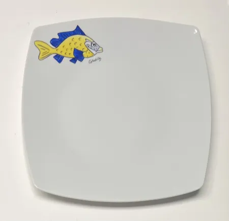 Cerâmica Corneille - Assiette Poisson Porcelaine de Limoges peinte à la main